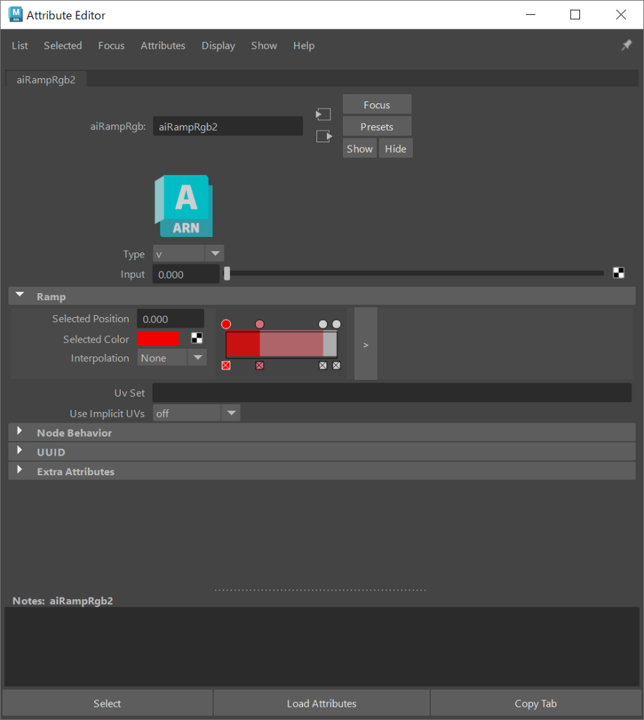 The color of the Ai Ramp Rgb