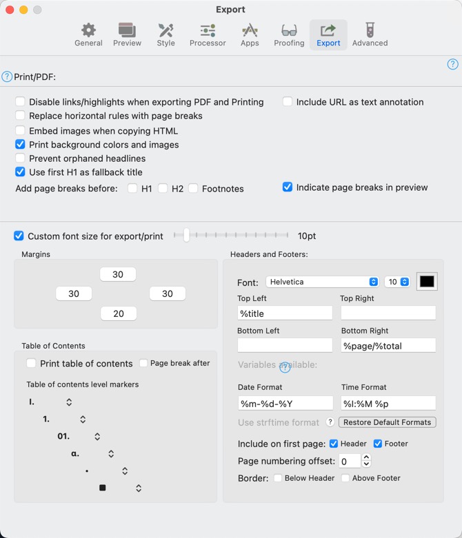 Configure the export option