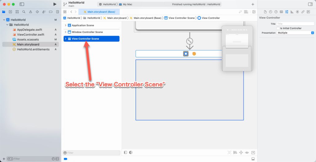 Select the "View Controller Scene"