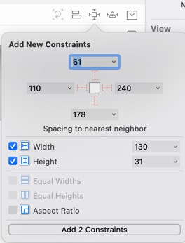 Add the constraints for width and height