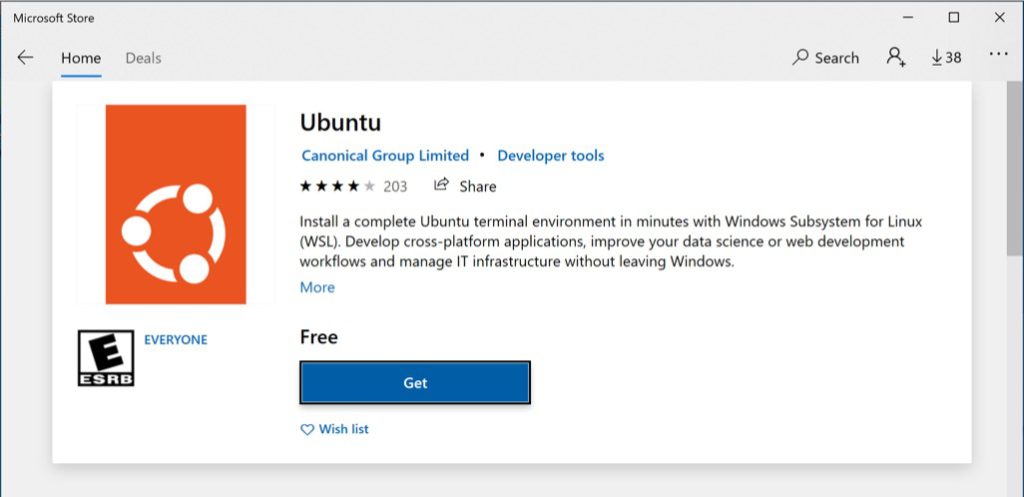Ubuntu in Microsoft Store