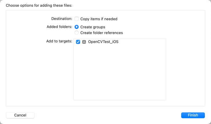 Select the options and click the "Finish" button