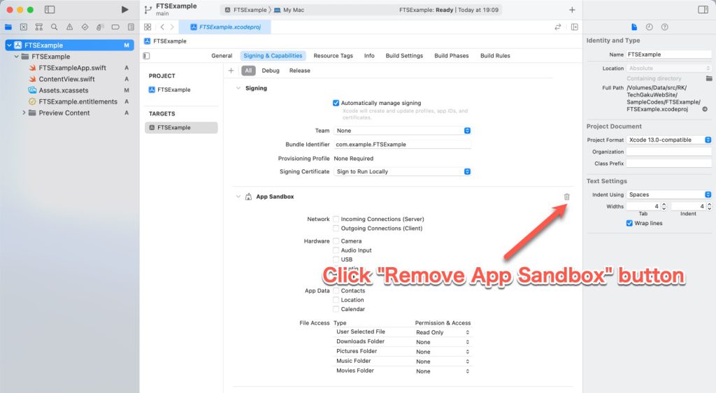 Click remove button