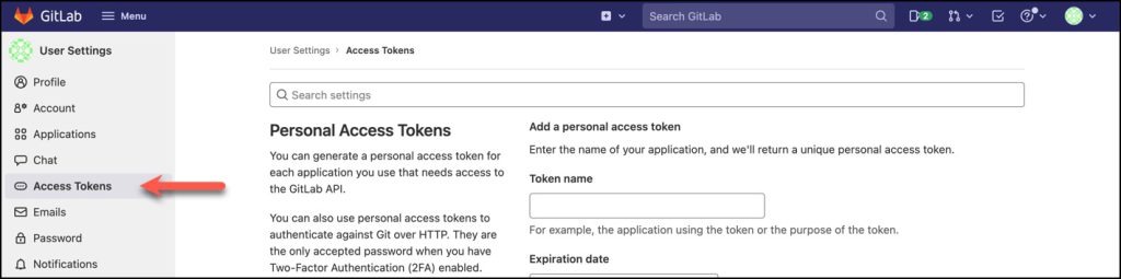 Open the "Access Tokens"