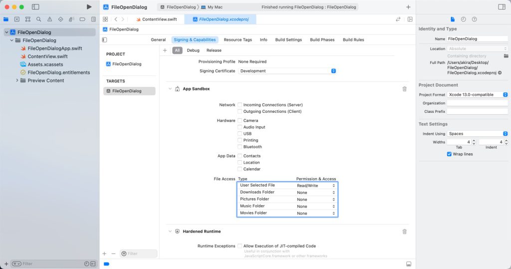 Edit entitlements in Xcode